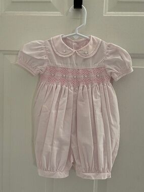 Petit Ami Smocked Pink Romper Baby Girl 3 Months